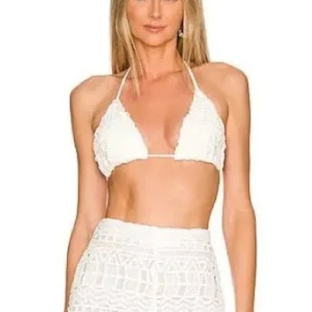 Rumer the Label Ines Crochet Triangle Swim Top White S